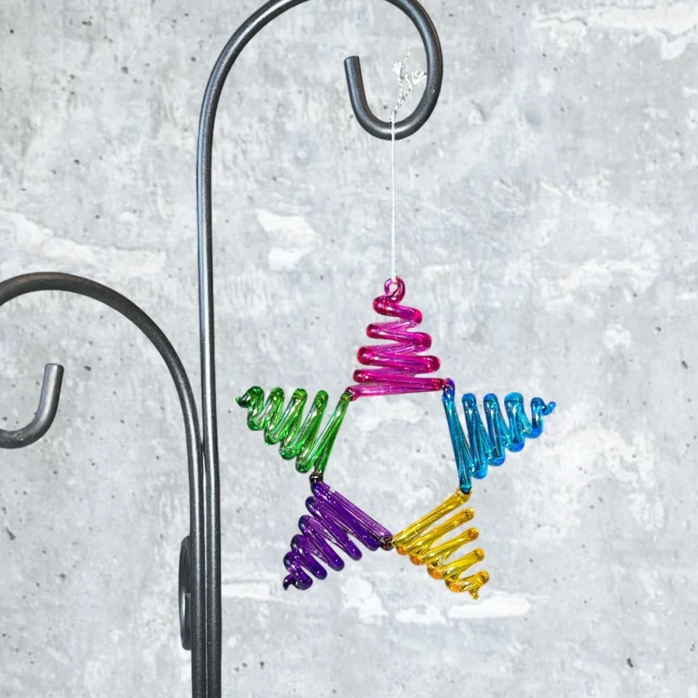 Pier 1 Star Ornament Glass Multi Colored